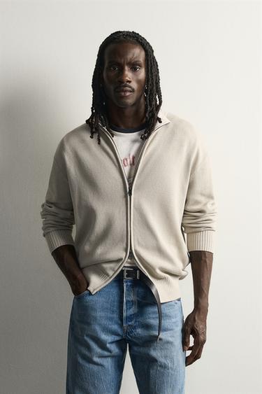 WASHED ZIP CARDIGAN — Ecru 2