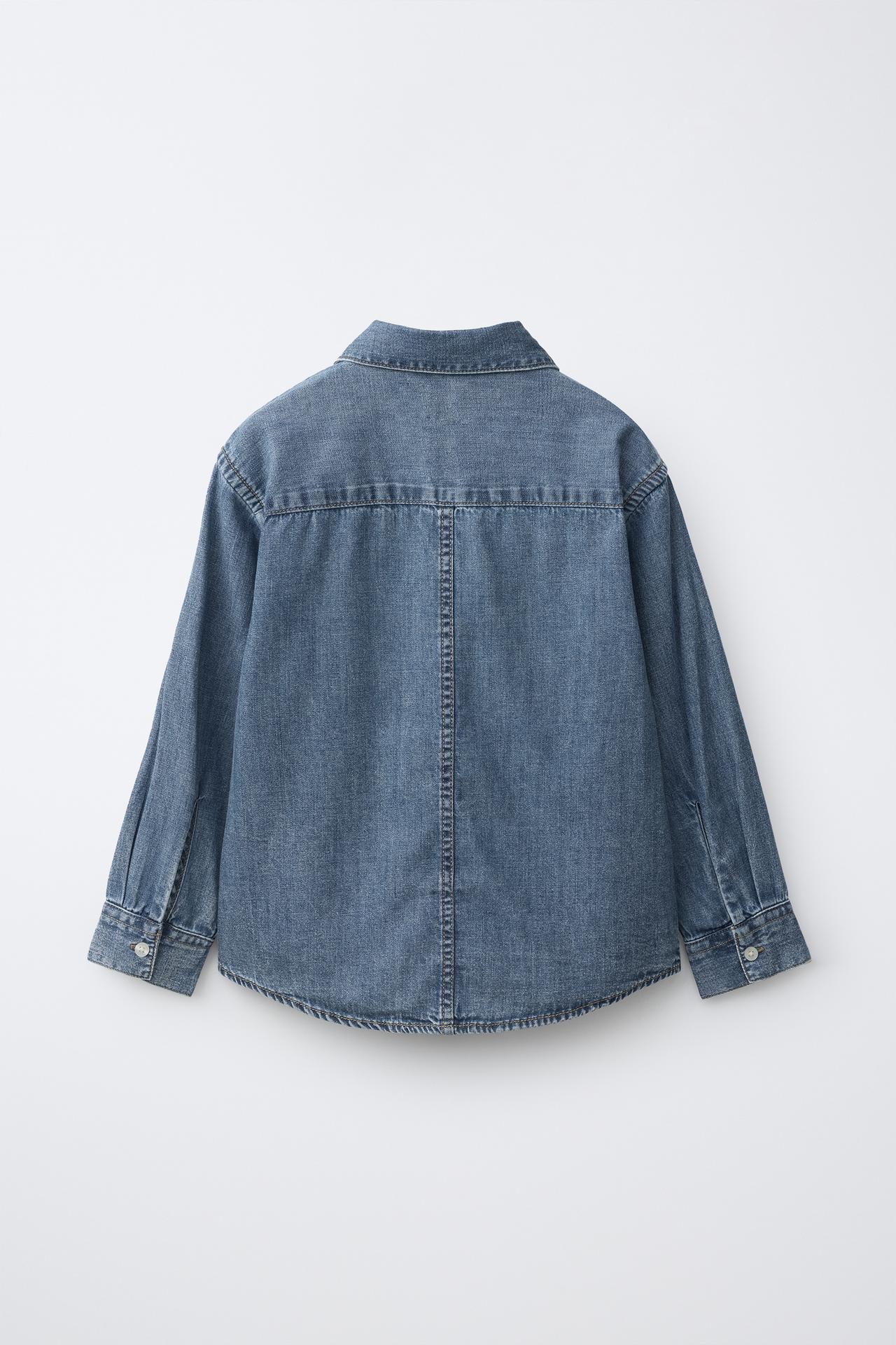 LABEL DENIM SHIRT — Blue
