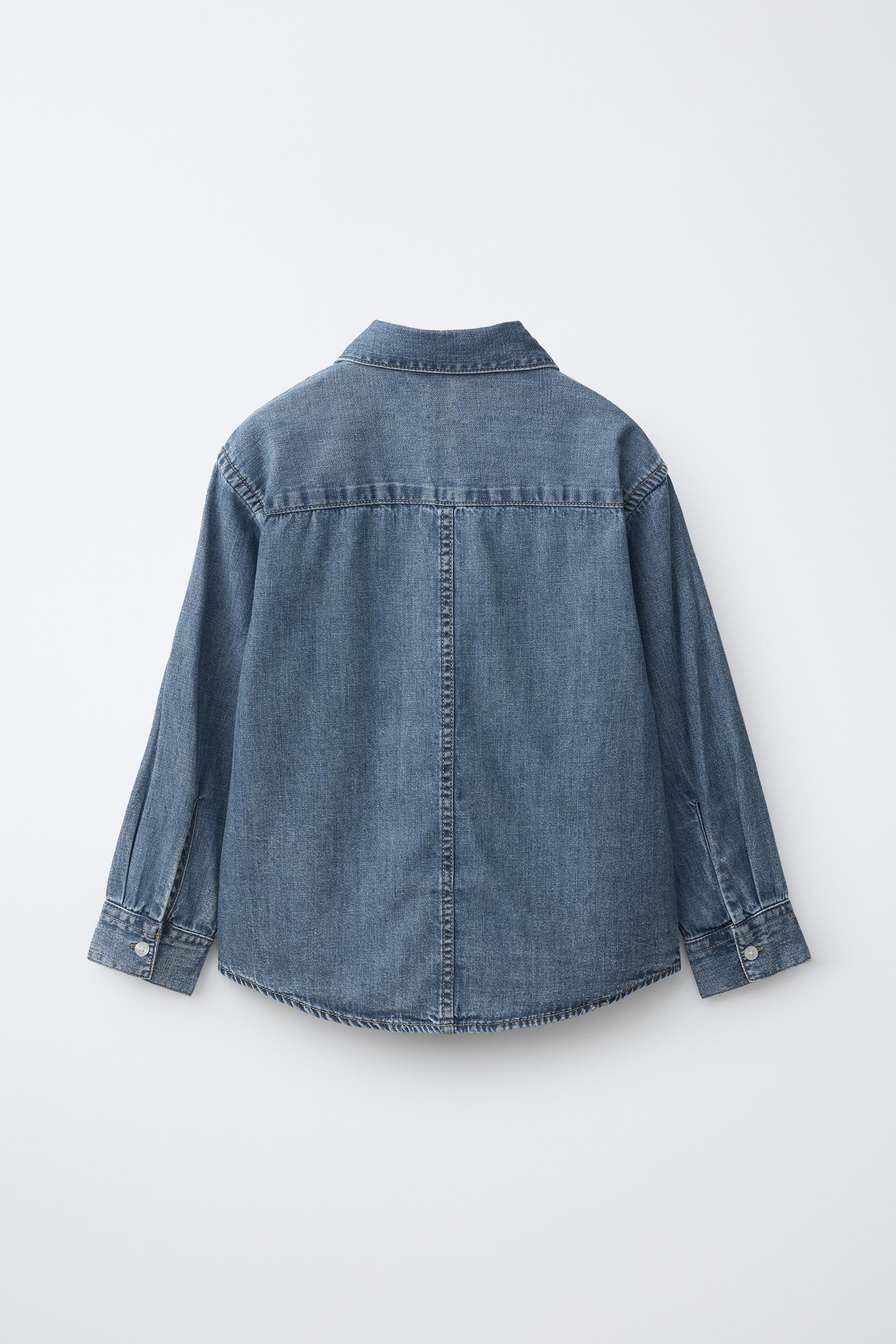 Детские рубашки Zara LABEL DENIM SHIRT — фото 3