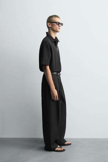 INTERLOCK ZIP-UP POLO SHIRT - Black by Zara - Image 3