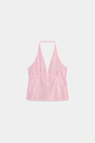 HALTER RHINESTONE TOP - Mid-pink by Zara - Image 5