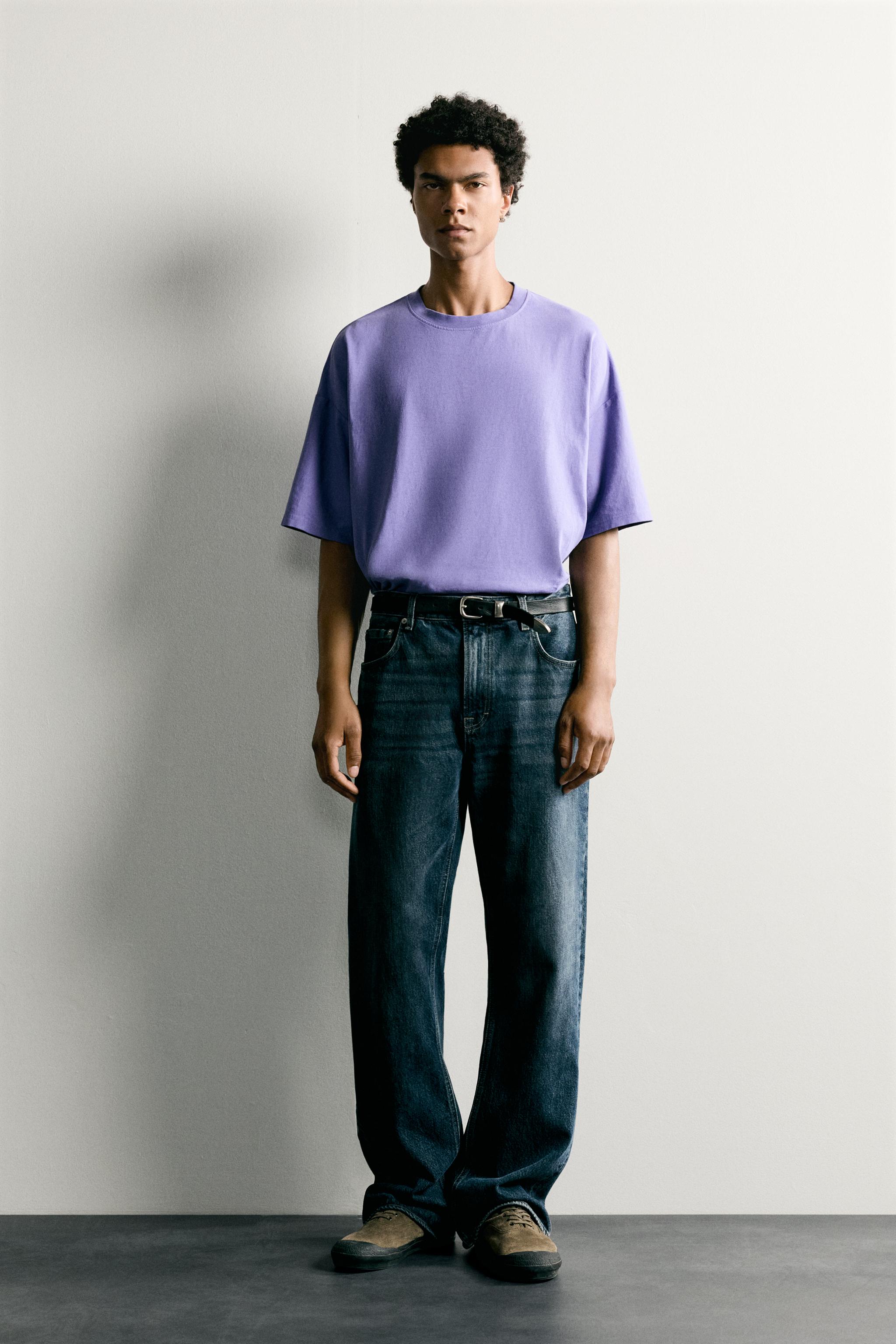 Zara BASIC YIKAMA EFEKTLİ RELAXED FIT TİŞÖRT