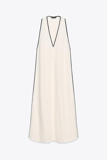 ZW COLLECTION LINEN BLEND TRIM DRESS - Ecru by Zara - Image 5