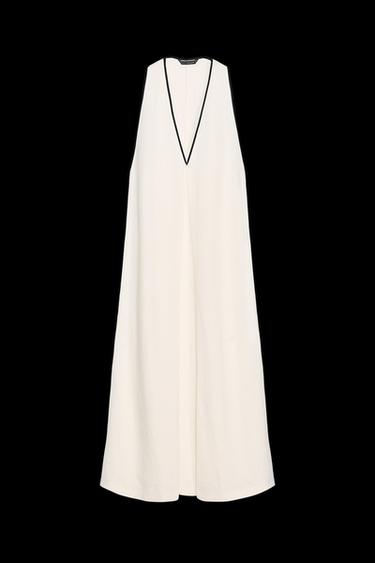 Zara ZW COLLECTION LINEN BLEND DRESS WITH TRIM - Ecru - Image 0