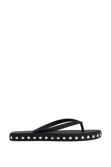 FLAT SANDALS WITH STUDS - Black by Zara