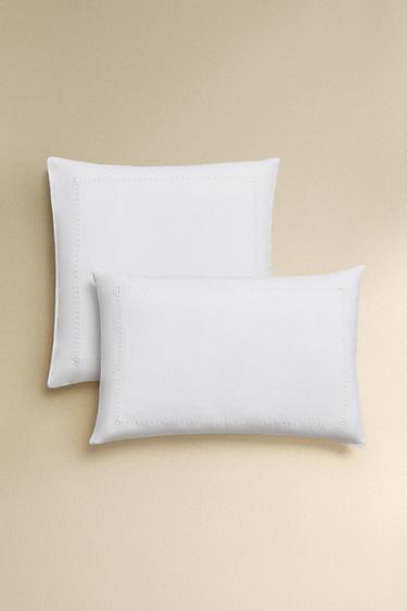 HEMSTITCHED LINEN PILLOWCASE - White by Zara