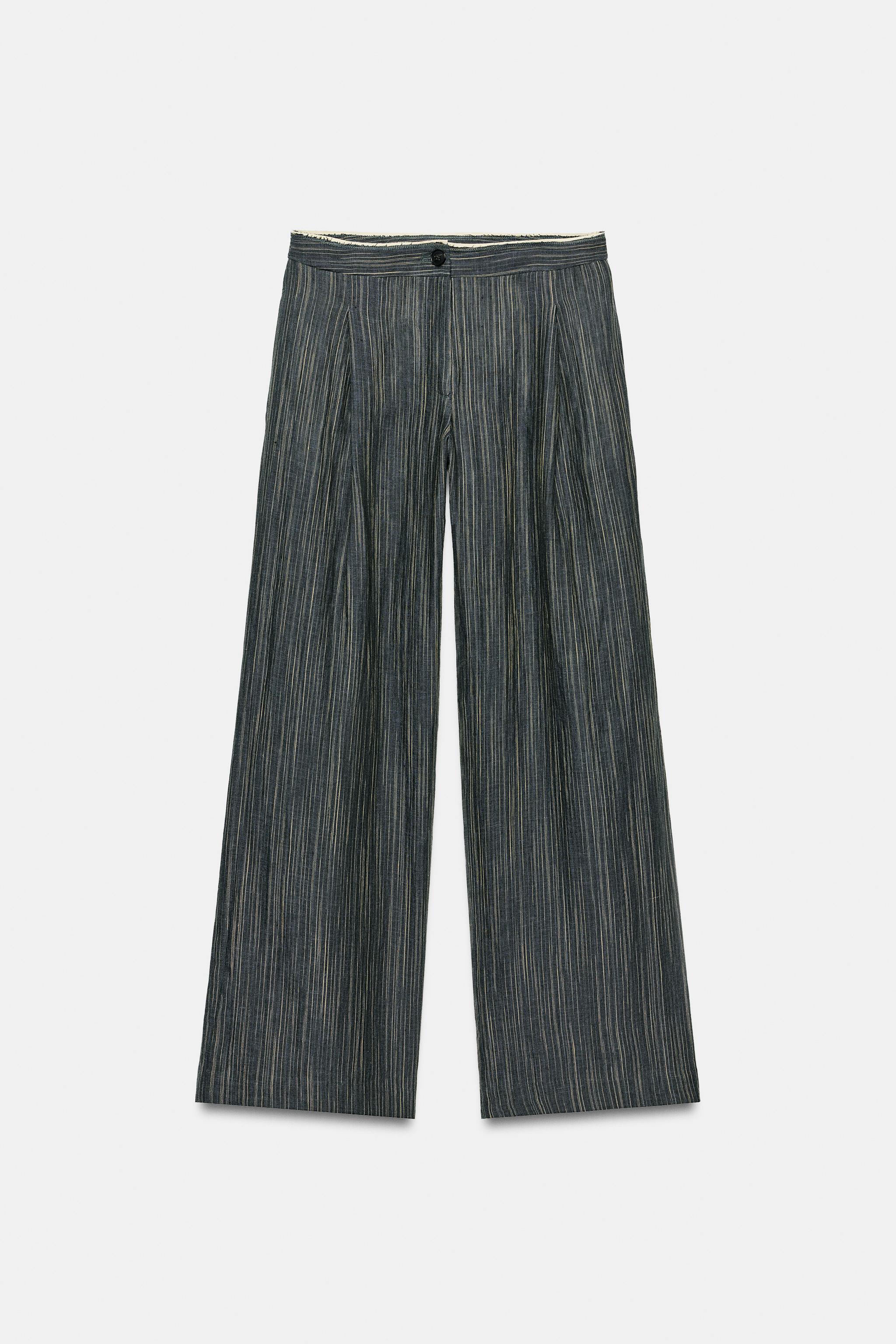 Женские брюки Zara ZW COLLECTION STRIPED LINEN TROUSERS — фото 5