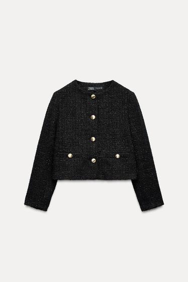 SAKO SE STRUKTUROU A TŘPYTIVOU PŘĺZĺ - Černá od Zara