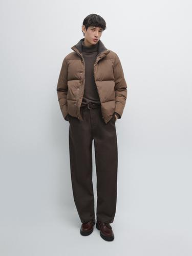 Zara Water-repellent down blend jacket - taupe brown