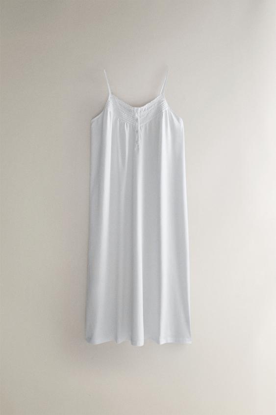 CAMISOLA DE ALGODÃO COM BORDADOS - Branco da Zara - Imagem 0