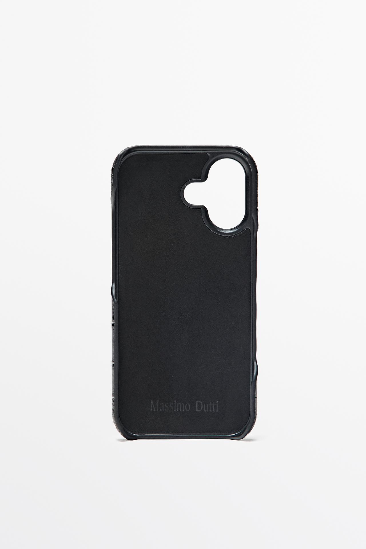 Textured Nappa leather iPhone 17 case — Brown