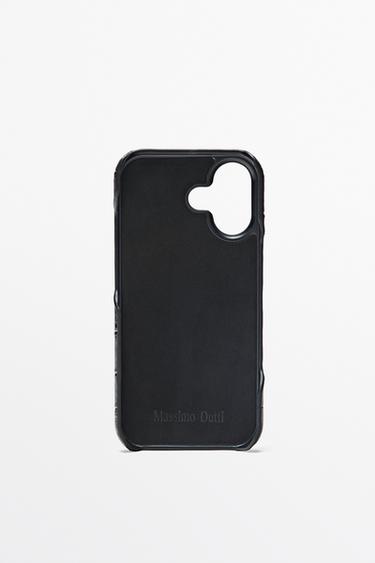 Textured Nappa leather iPhone 17 case — Brown 2