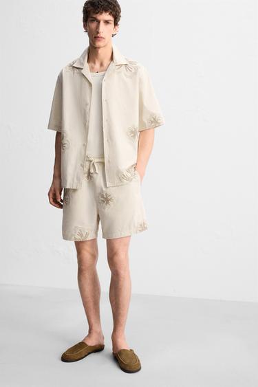 BERMUDA BRODÉ À FLEURS - Beige clair de Zara - Image 5