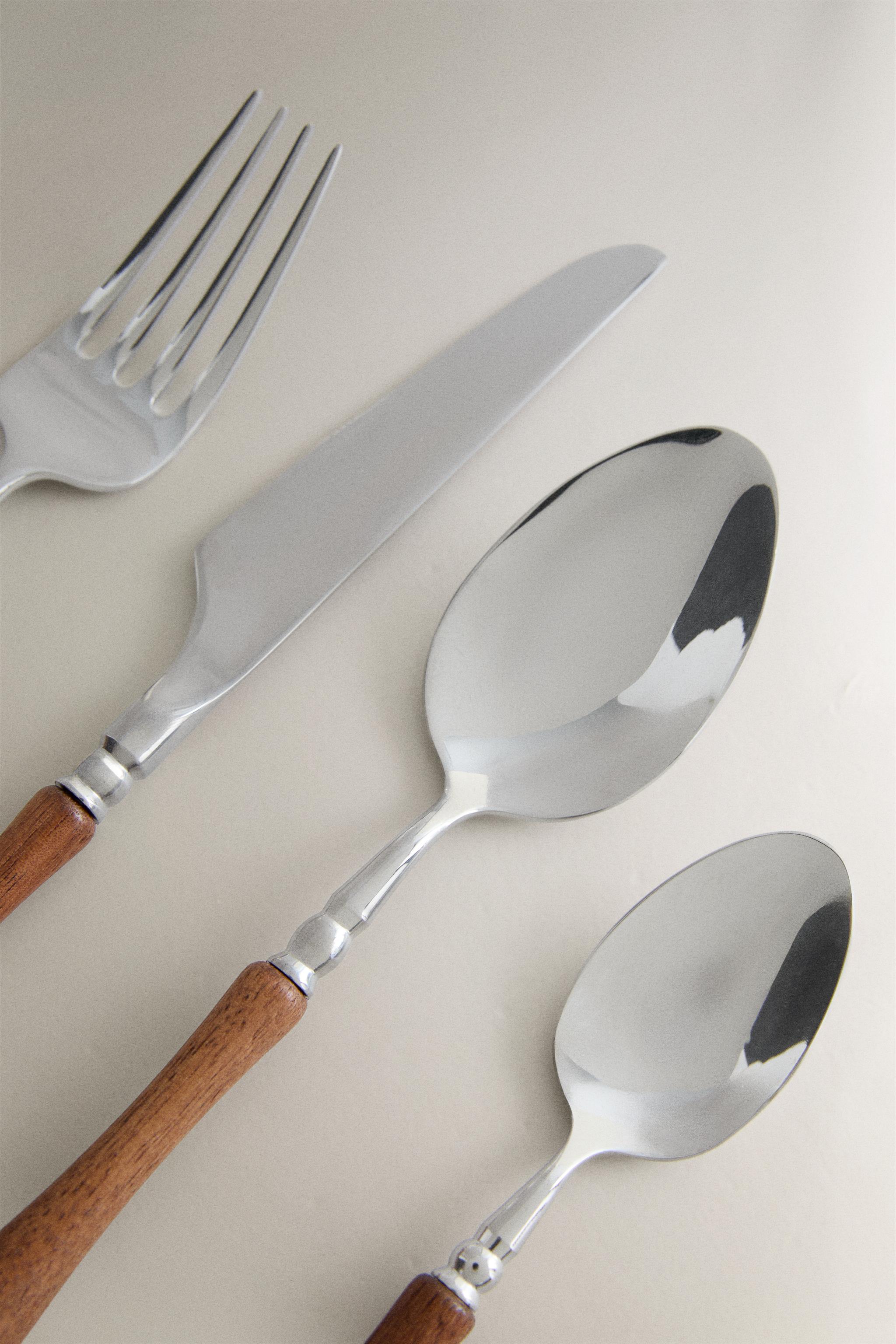 Zara ACACIA WOOD HANDLE FLATWARE SET (SET OF 4) — фото 2