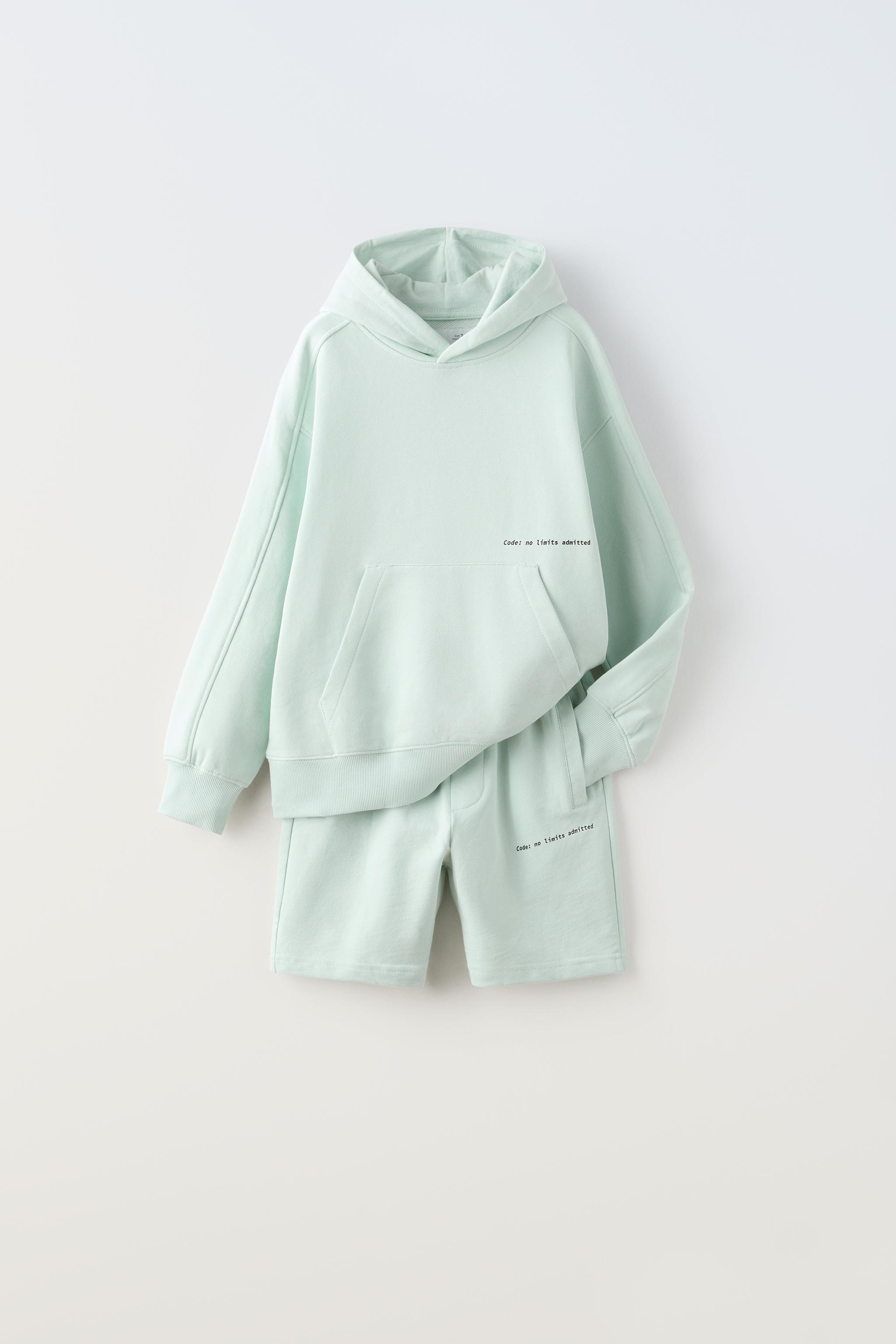 PLUSH SWEATSHIRT AND SHORTS MATCHING SET - Turquoise 