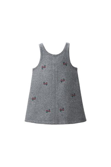 Zara TEXTURED EMBROIDERED FLOWER PINAFORE DRESS - Anthracite grey - Image 0