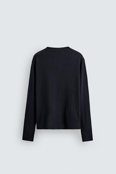 HAUT LÉGER COTON-LIN - Bleu marine de Zara - Image 7