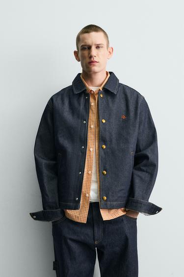 RELAXED FIT DENIM JACK MET BORDUURSEL - Indigo van Zara