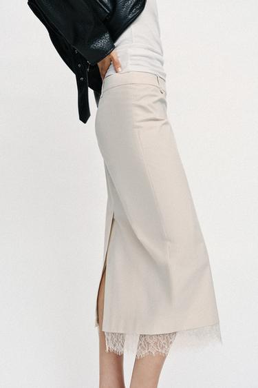 LACE MIDI SKIRT - Bone by Zara - Image 4