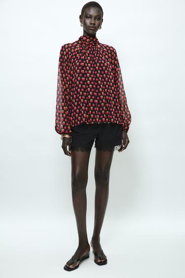 PRINTED SHIRT - Black / Fuchsia by Zara
