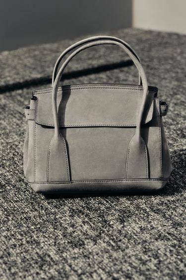 LEATHER MINI CITY BAG - Grey by Zara - Image 0