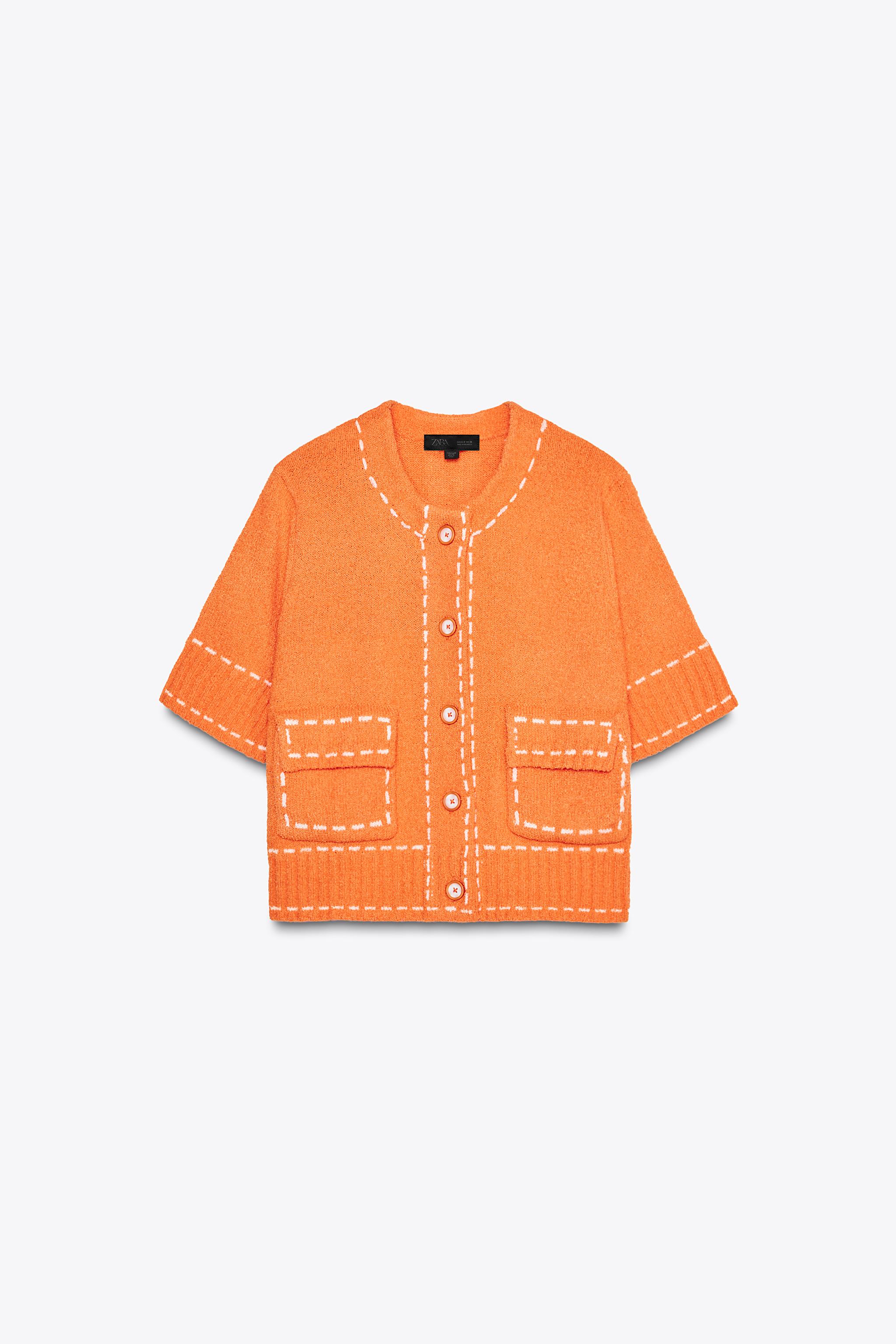 ステッチニットジャケット - ホワイト | ZARA Japan / 日本