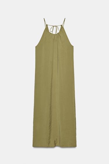 FLOWING MIDI DRESS - Olive green by Zara - Image 0