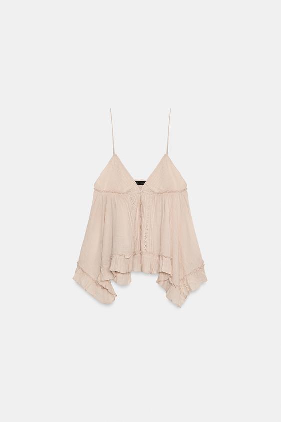 TOP ASIMÉTRICO BOTONES - Rosa empolvado de Zara - Imagen 0
