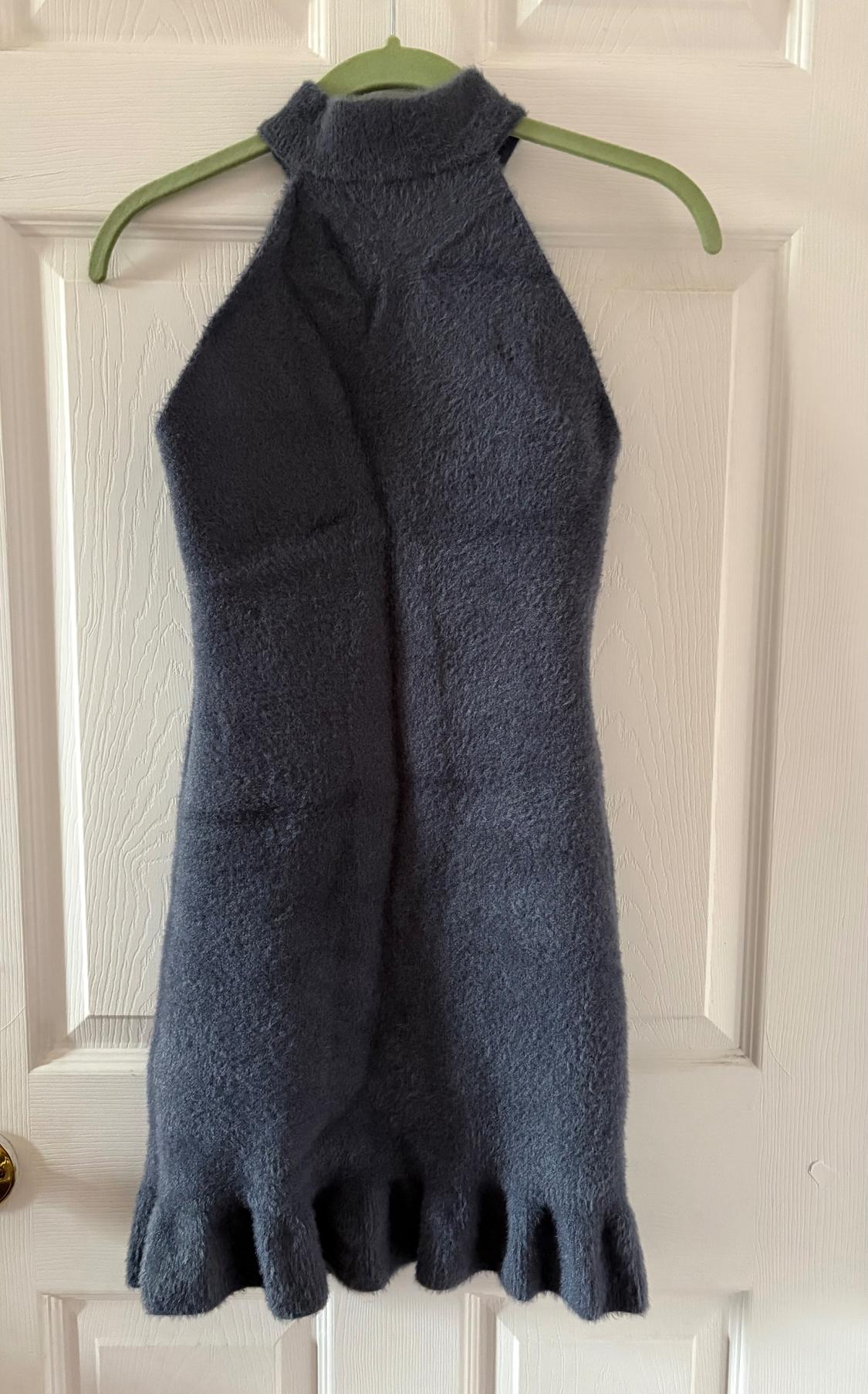 FAUX FUR BEADED HALTER DRESS - Image 3