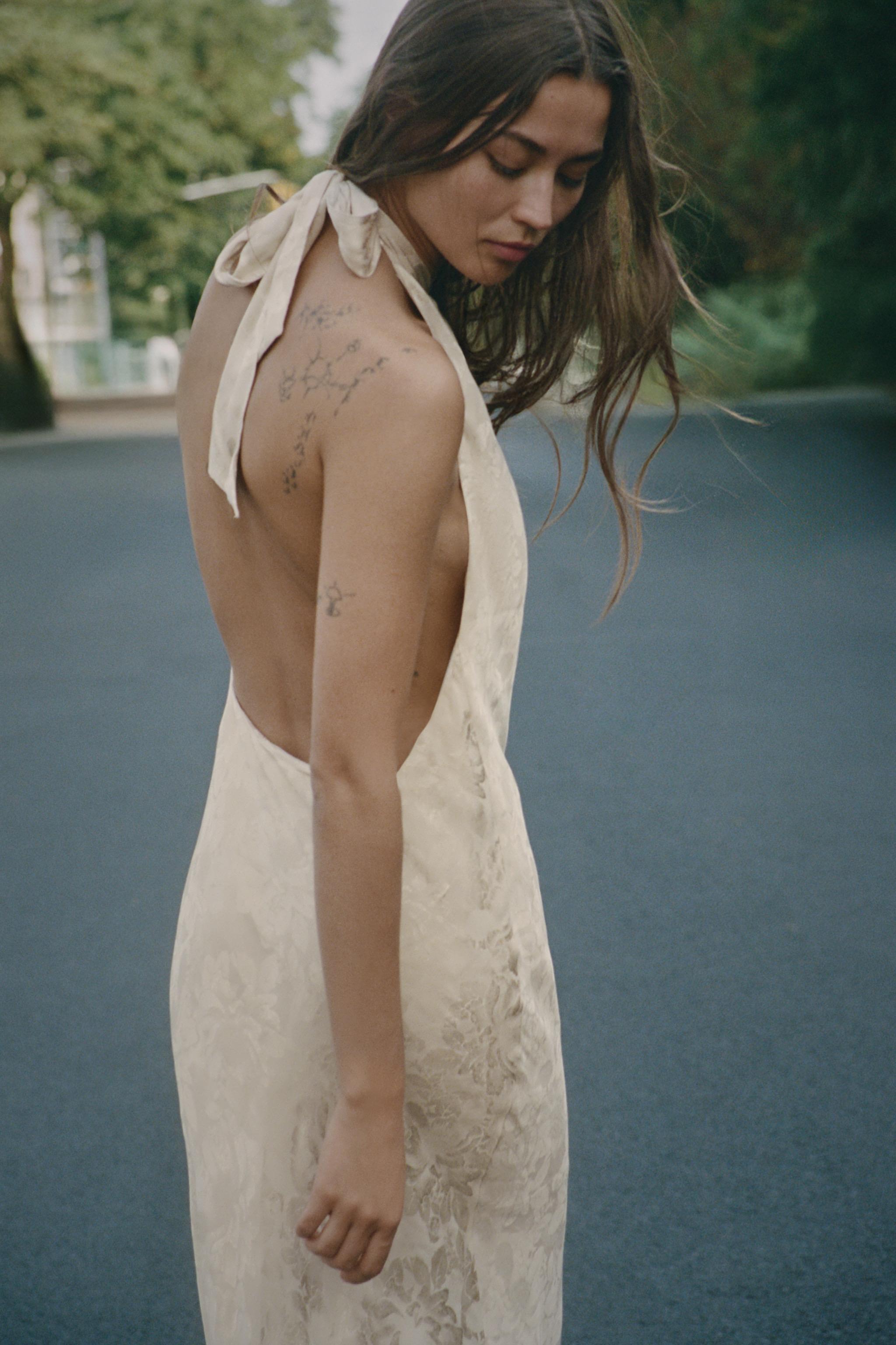 FLORAL JACQUARD MIDI DRESS