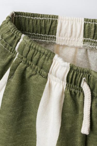 STRIPED STRAIGHT PLUSH TROUSERS - Green by Zara - Image 2