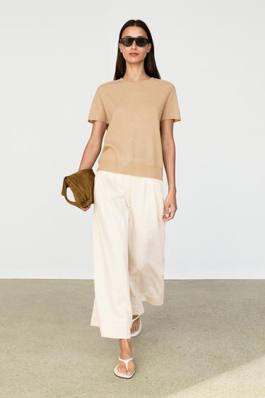 Zara 100% cashmere short sleeve knit sweater - Dark mink - Image 0