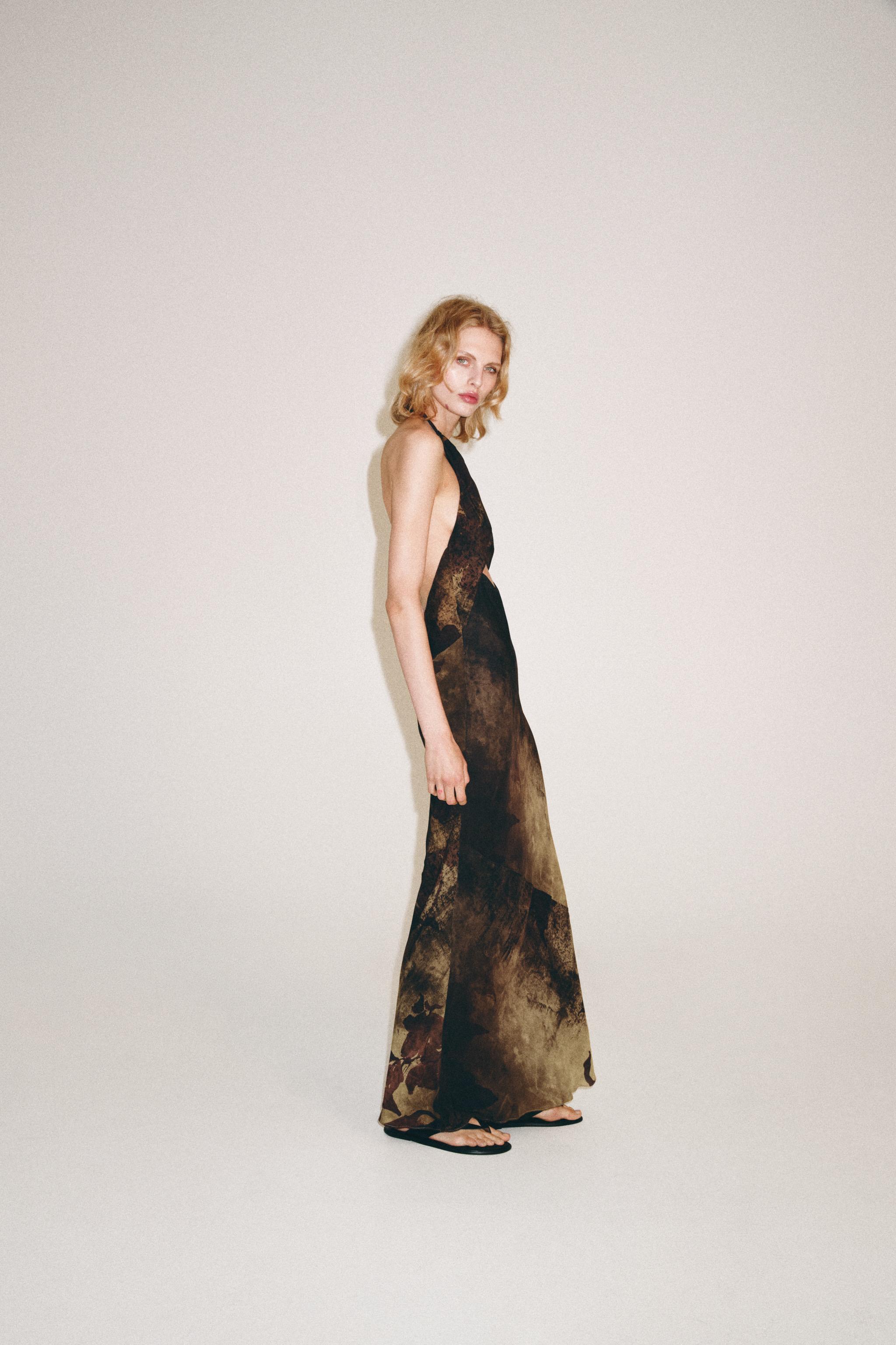 Женские платья Zara ZW COLLECTION PRINTED HALTER NECK DRESS — фото 3