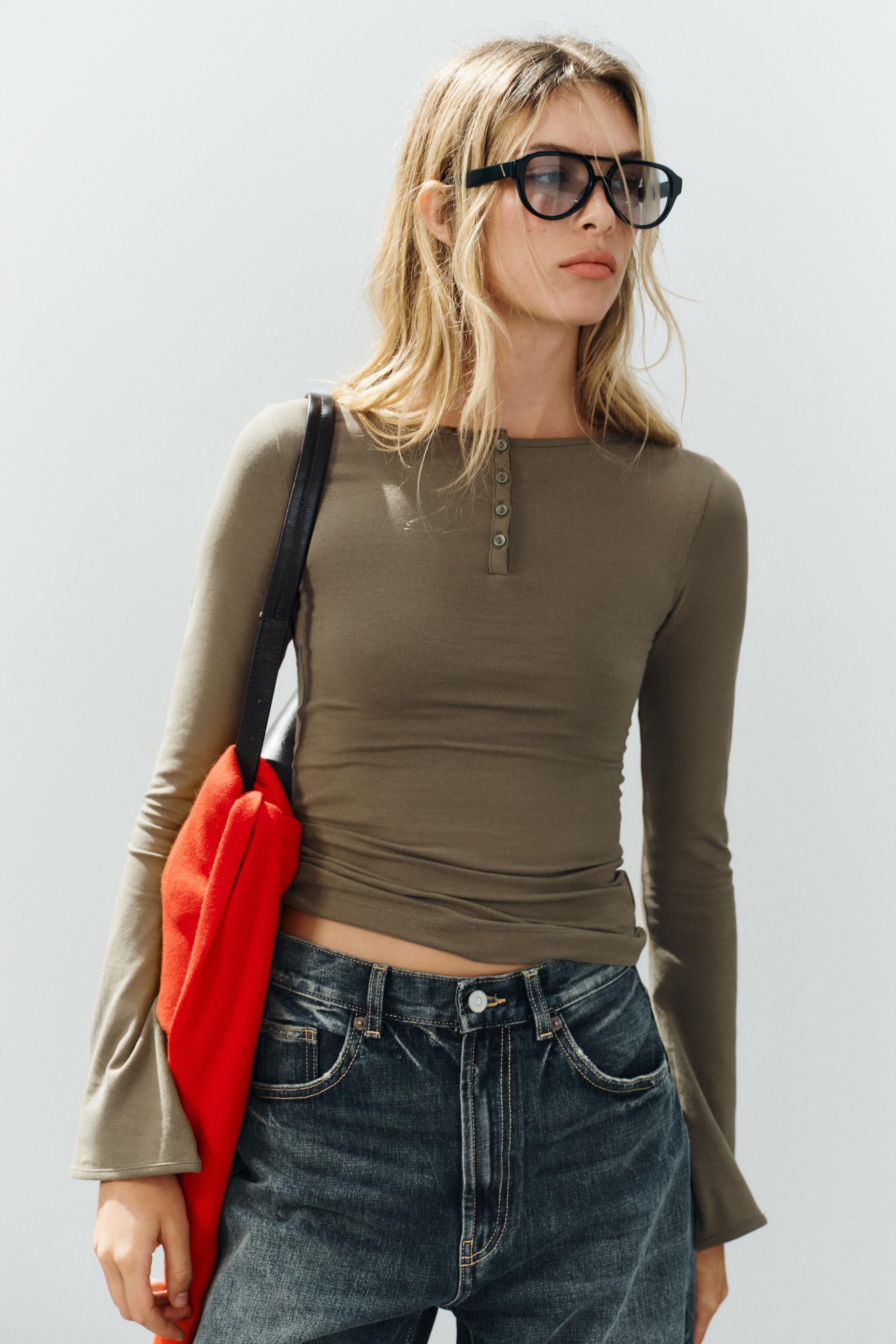 HENLEY T-SHIRT — Brown / Taupe
