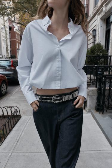 CAMISA GLOBO POPELINA - Branco roto de Zara