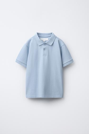 Zara BASIC PIQUÉ POLO SHIRT - Sky blue