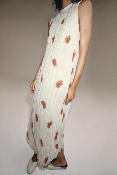 ROBE IMPRIMÉE ZW COLLECTION - Écru / Rouge de Zara - Image 2