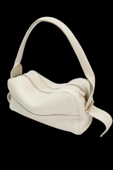 LEATHER SHOULDER BAG - Ecru by Zara