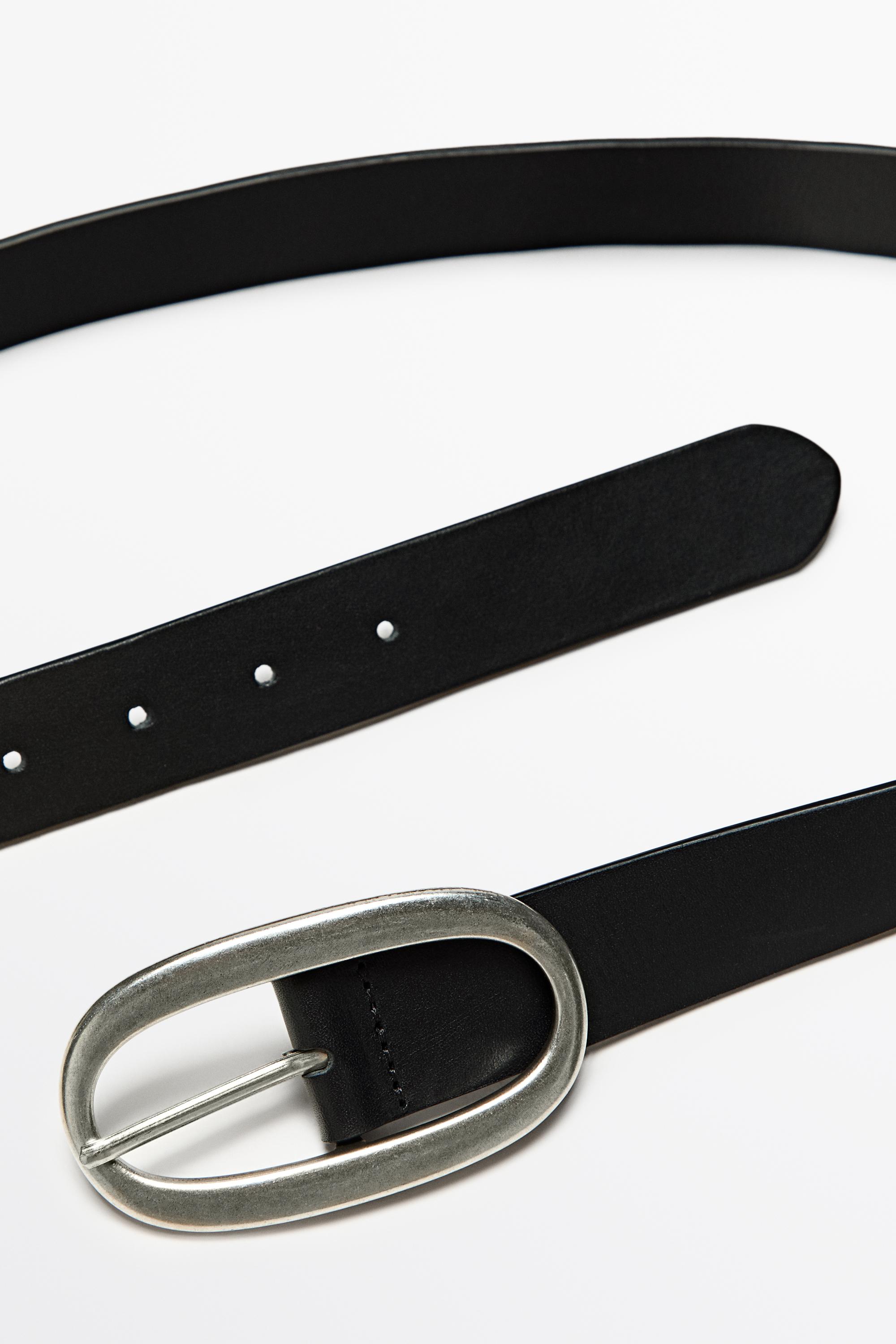 Ceinture boucle ovale en cuir nappa