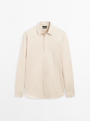 Chemise décontractée en twill - Beige de Zara
