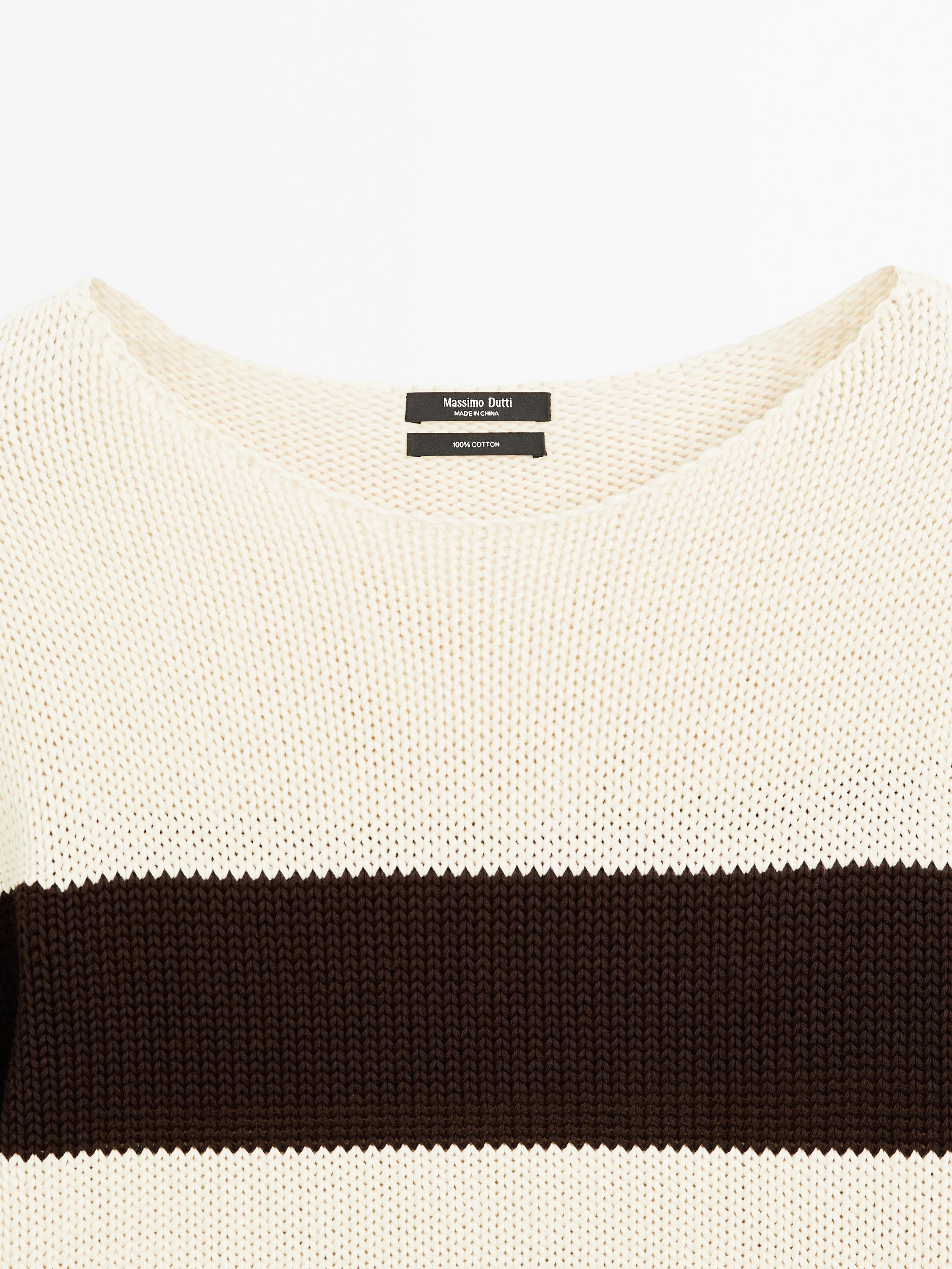 Pull à rayures en maille 100 % coton