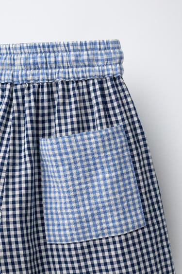 SHORT IMPRIMÉ CARREAUX VICHY PATCHWORK - Bleu de Zara - Image 3