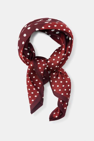 100% VISCOSE POLKA DOT PRINT SCARF - Burgundy by Zara