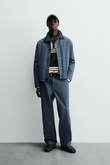 WASHED DISTRESSED CHINO TROUSERS - Pastel blue by Zara - Image 0