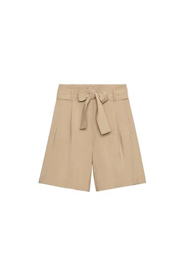 TIE-BELT BERMUDA SHORTS - Mid-camel by Zara
