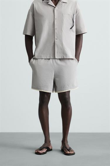 Zara CONTRAST TECHNICAL SHORTS - Pearl gray