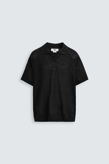POLO PUNTO 100% LINO LIMITED EDITION - Negro de Zara
