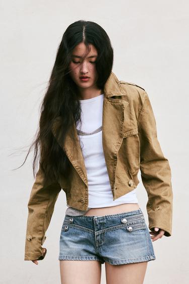 WASHED SHORT TRENCH COAT - Brown by Zara