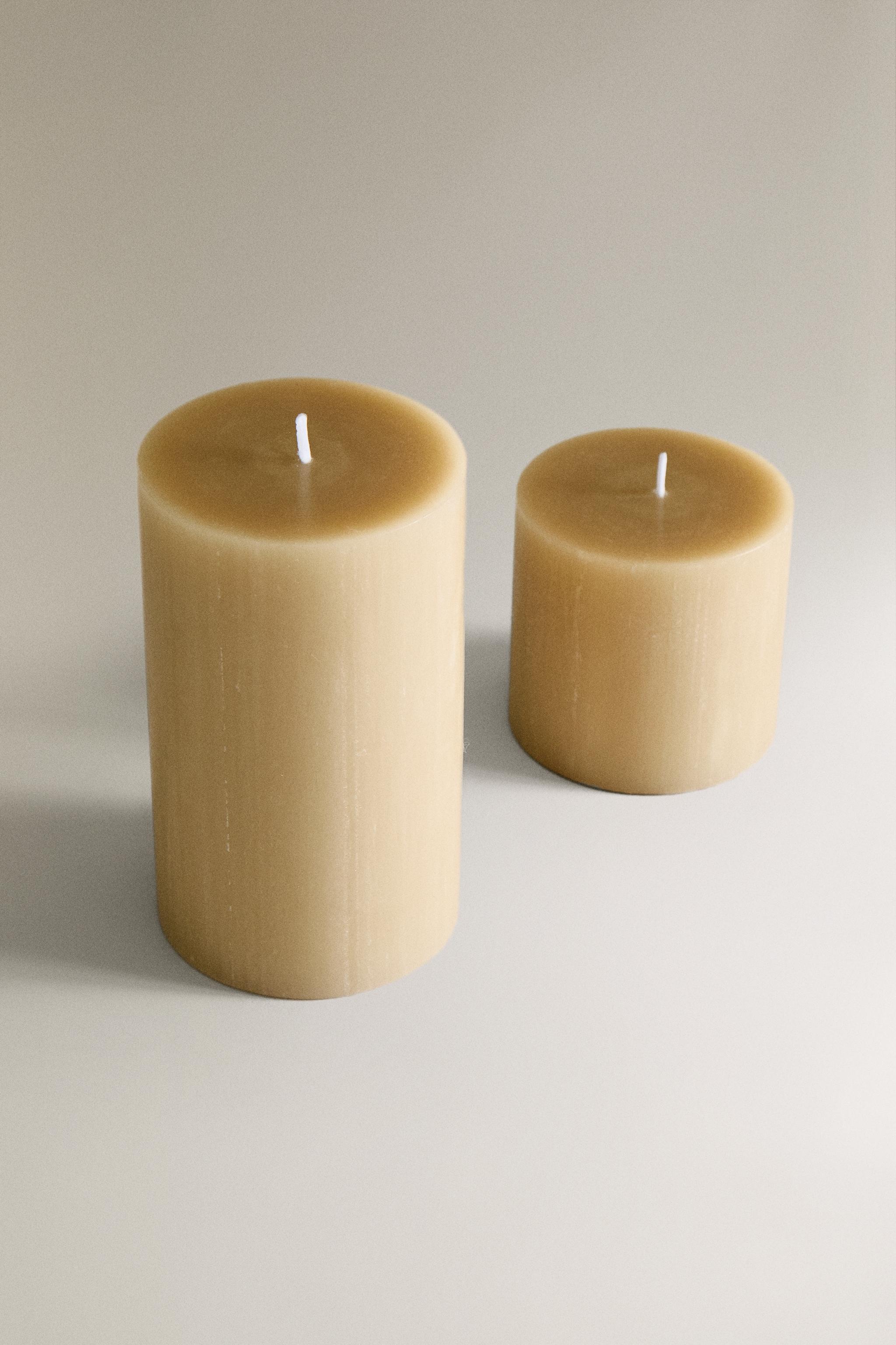 DECORATIVE CYLINDRICAL CANDLE — Cream (alternate view)