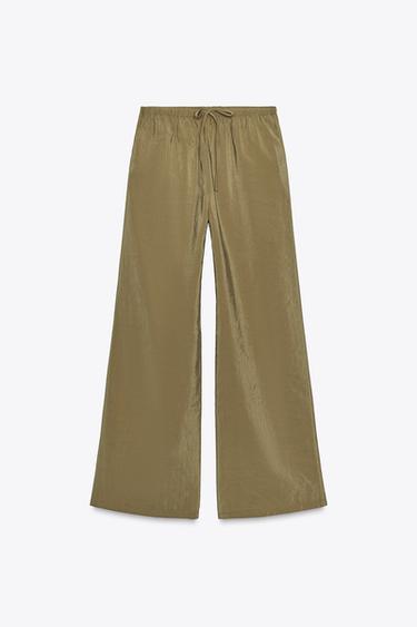 FLOWING PALAZZO TROUSERS - Dark olive by Zara - Image 5